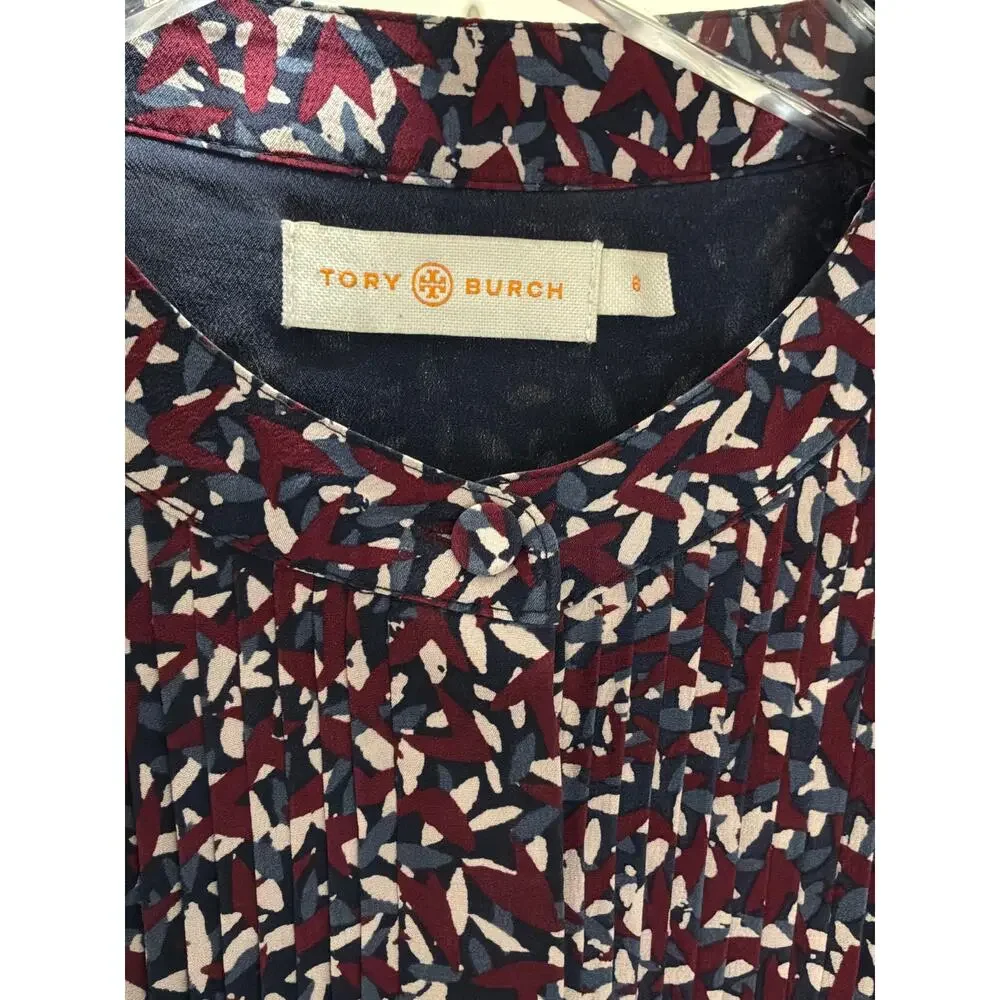 TORY BURCH RED CONFETTI PRINT MIDI DRESS SIZE 6